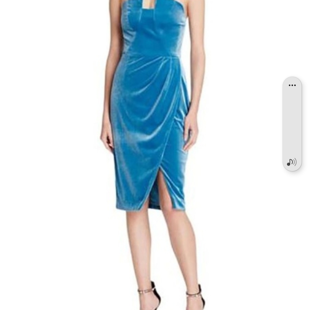 Black Halo Strapless Blue Velvet Dress Semi-Formal/Evening/After 5